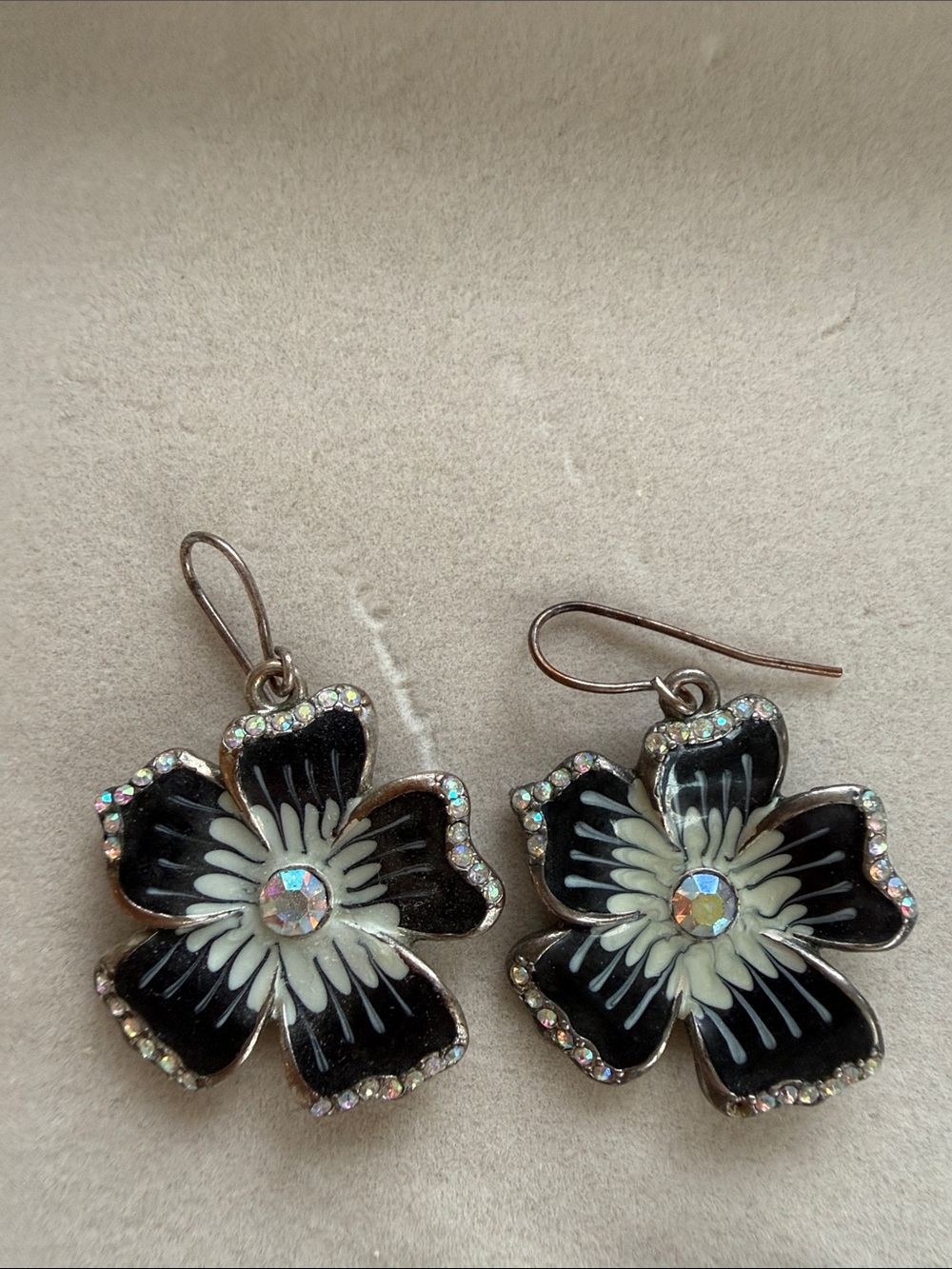 Black and Gold Dangle Earrings - Floral and Geometric Styles